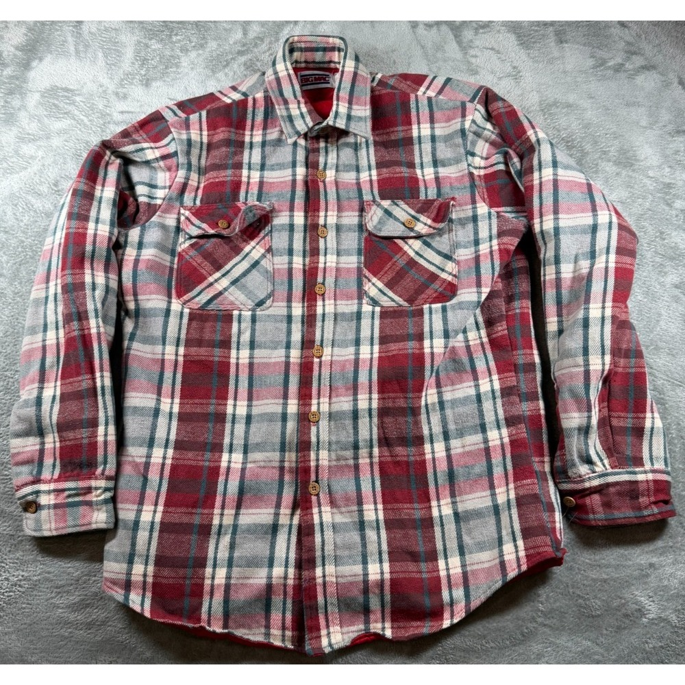Vtg Big Mac Flannel Shirt Jacket USA‎ M Plaid Quilt Lined Workwear